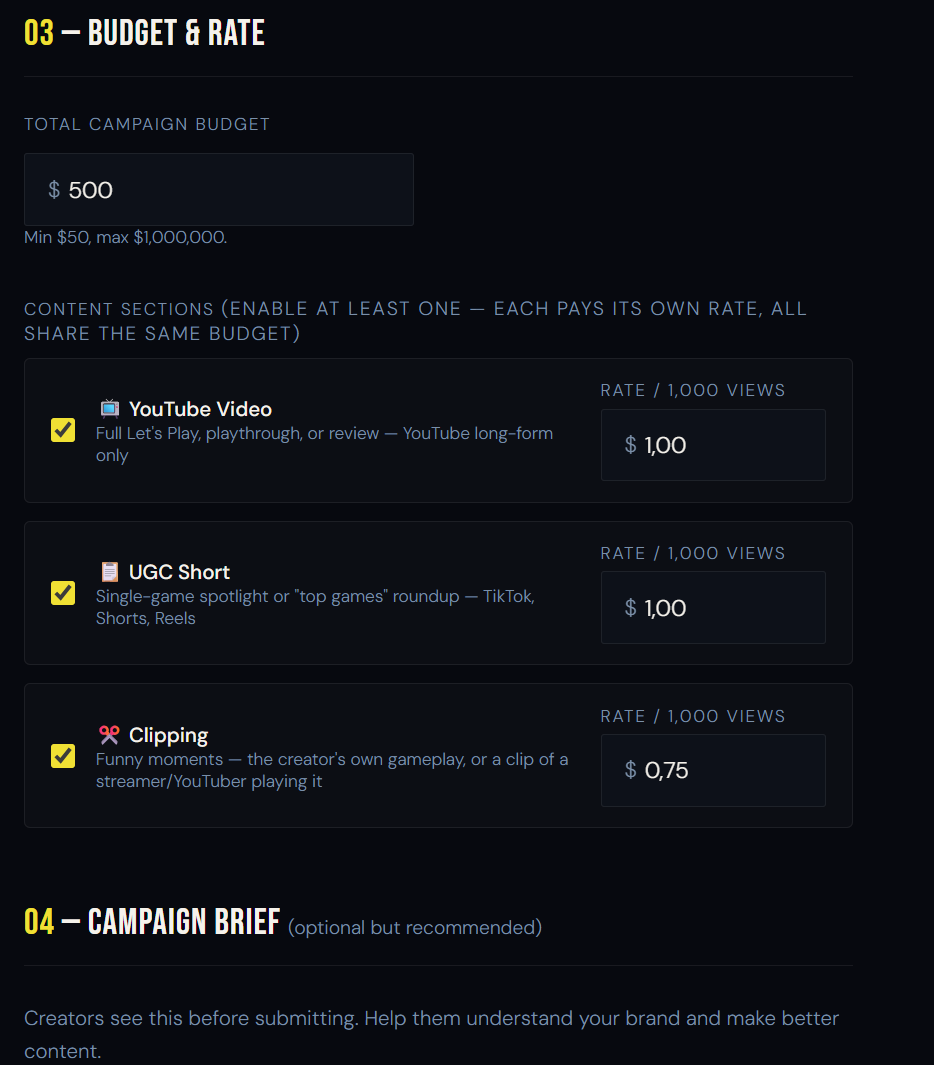 Creating a campaign on ViewPaid